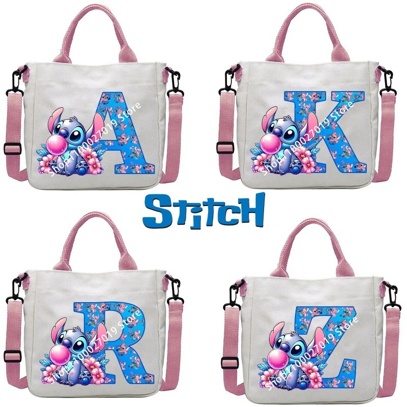 Stitch Bolsa De Lona Letra A ~ Z Moda Sacola Fofa Impressa crossbody Ombro Presente De Aniversário em Oferta na Shopee