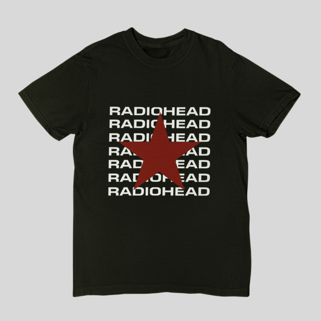 [Camiseta Premium em Algodão Puro]SISI Camiseta Estampada Unissex Banda Radiohead Em Algodão Banda Rock