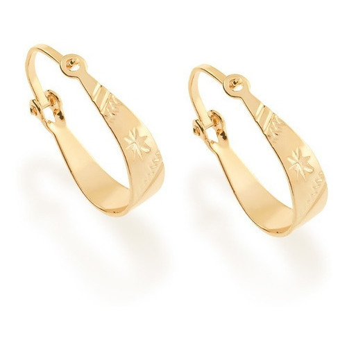 Brinco Folheado Ouro Rommanel Argola Trabalhada Com Cor Dourado 520006 em Oferta na Shopee