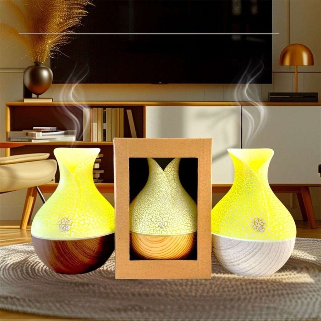 Umidificador Vaso Aromatizador Ultrassônico Tipo Madeira Usb Com Led Colorido em Oferta na Shopee
