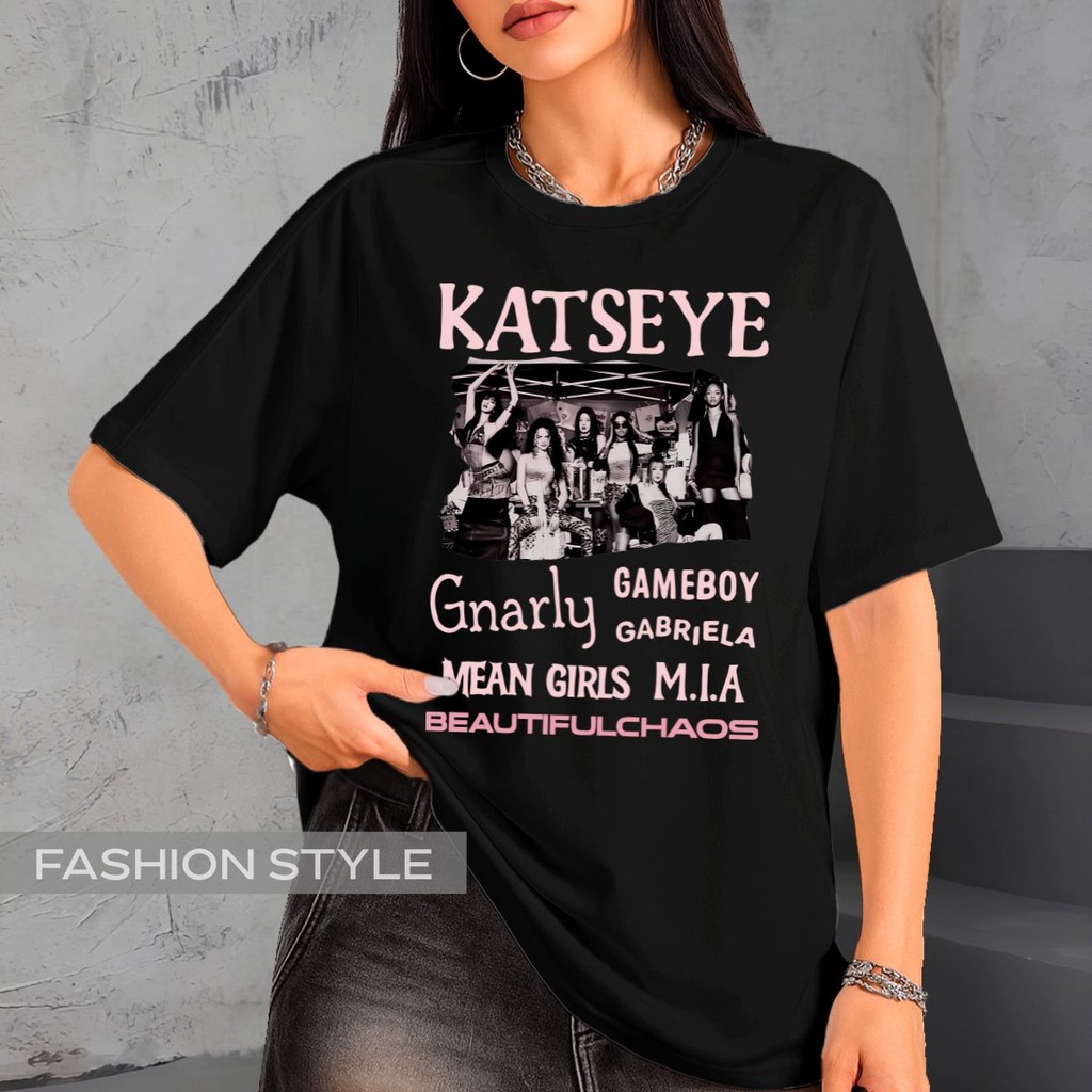 Camiseta Katseye Gnarly Debut Mean Girl Gameboy Girl Group Banda Músicas Camisa Unissex Plus Size Preta em Oferta na Shopee