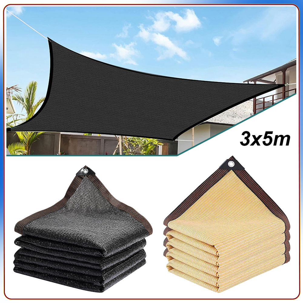 Conjunto de 2 peças bege + preto sombra net ao ar livre protetor solar net pátio sombra net carro galpão net