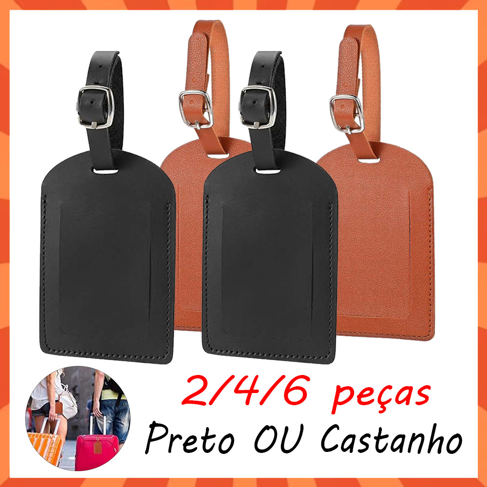 2/4/6 peças Tag de Bagagem Identificador de Mala de Viagem Férias Avião Etiqueta de couro PU, capa de privacidade