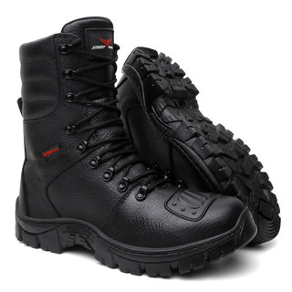 Bota Militar Masculina Cano Alto Tática em Couro Legítimo palmilha soft gel