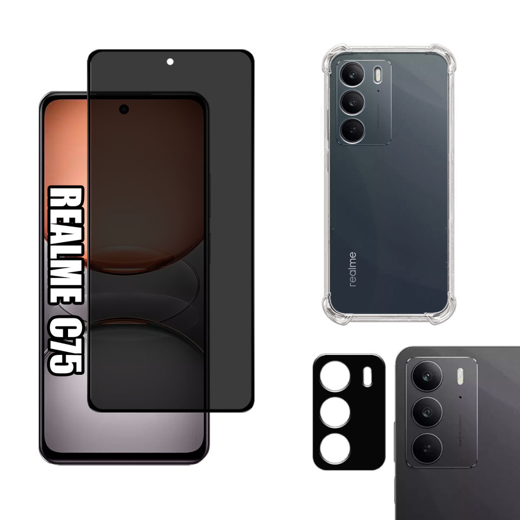 KIT Para Realme C75 - Película de Privacidade 3D - Capa - Câmera