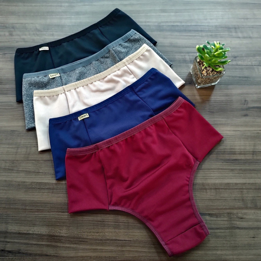 Kit Calcinhas Cintura Alta Pala Dupla Microfibra Segura Barriga Cós Alto Super Conforto Compressão Dia a Dia em Oferta na Shopee