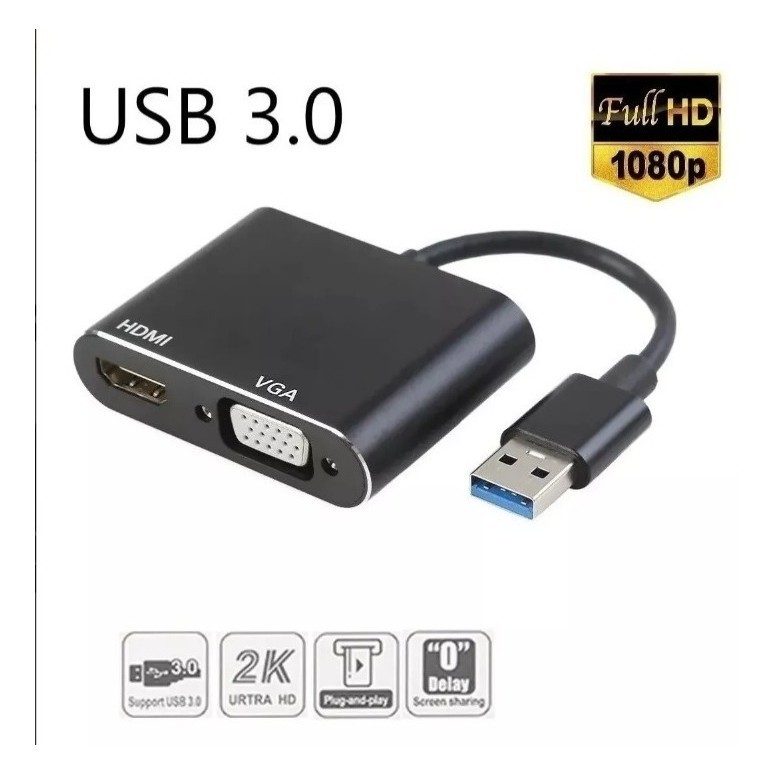 Cabo Adaptador Usb 3.0 Para Hdmi Vga Video Audio 1080p em Oferta na Shopee