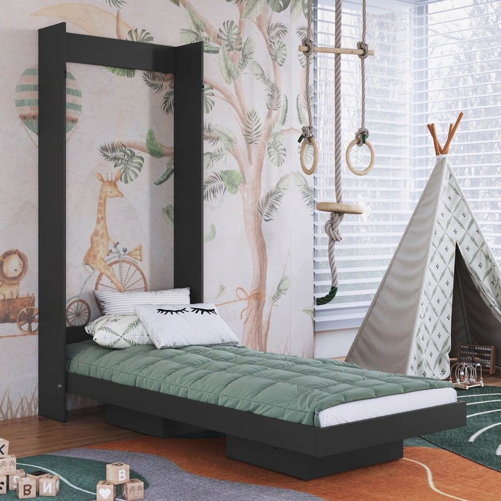 Cama Solteiro Juvenil Articulável Vertical 80 Vancouver Grafite em Oferta na Shopee