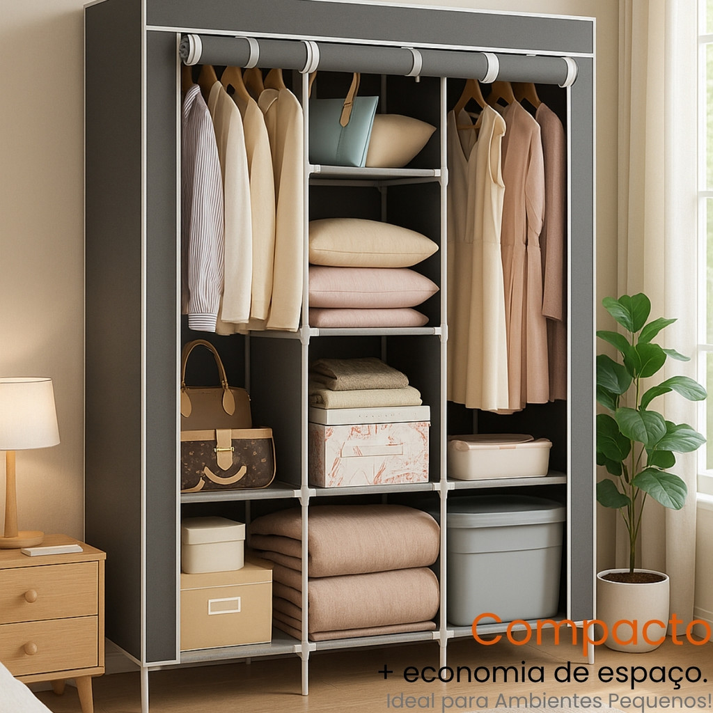 Guarda Roupa Armario Portátil com Prateleiras Capa Proteção BrinqLar em Oferta na Shopee