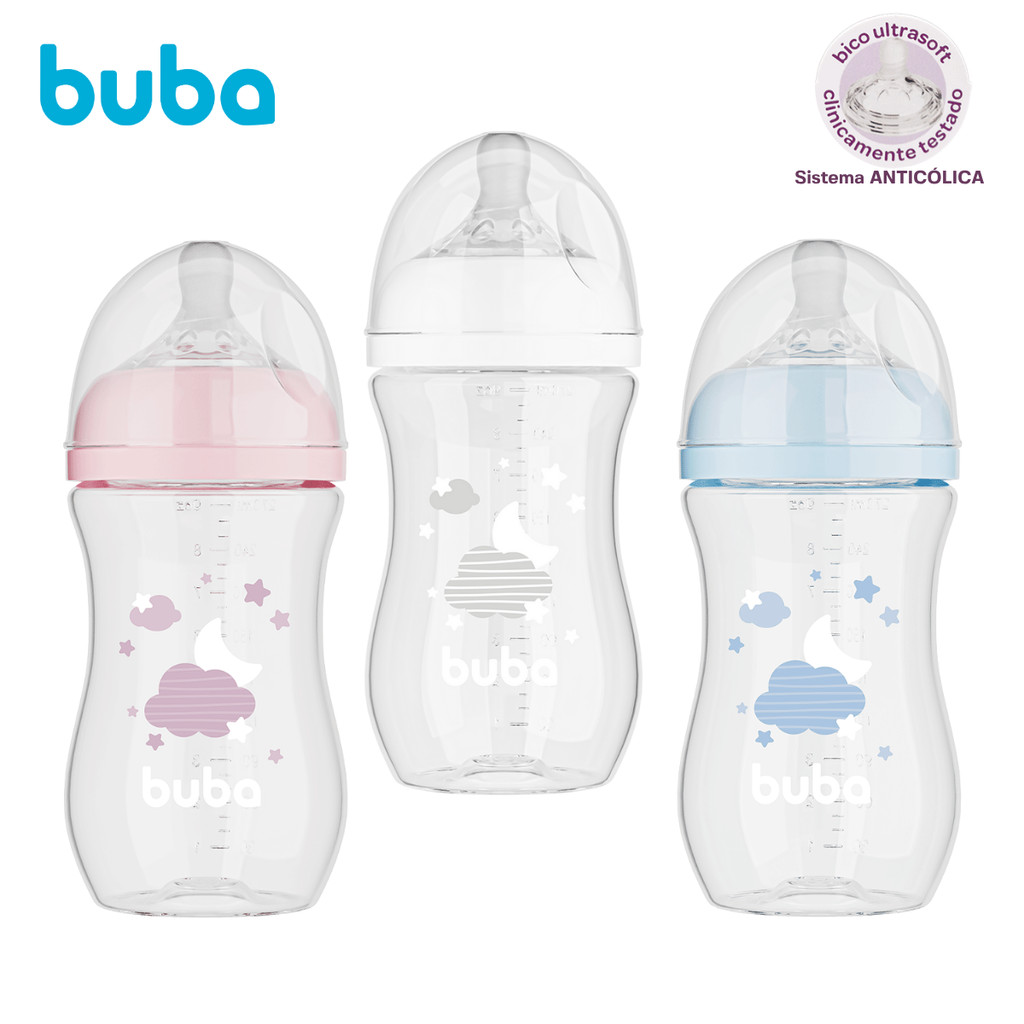 Mamadeira Buba Easy Flow 270 E  330 E 120 ml Anticólica Bico Silicone Pétala em Oferta na Shopee