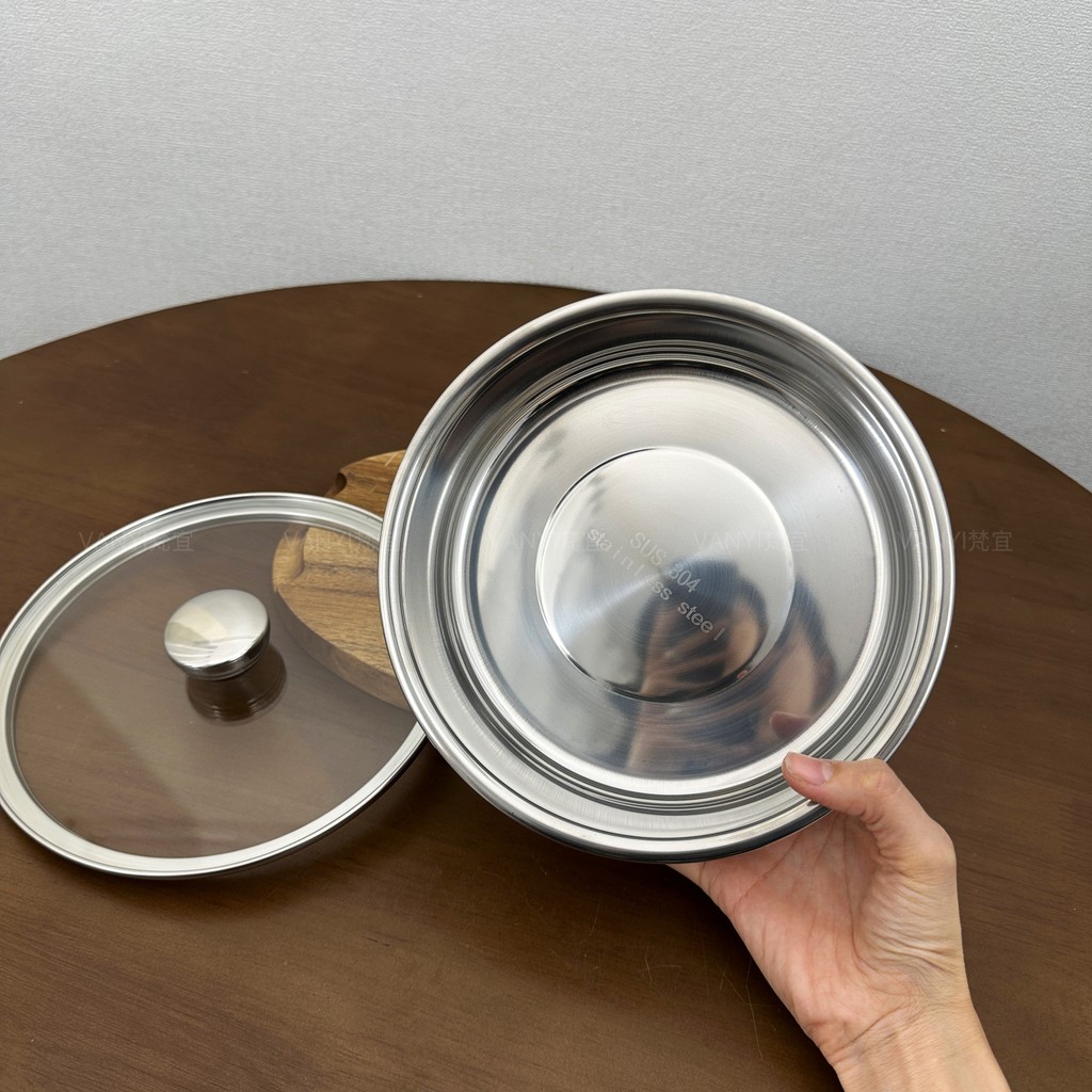 304 aço inoxidável panela de bolo cozido no vapor disco prato profundo recipiente redondo profundo molde bolo de frango