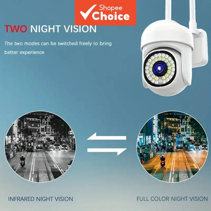 Câmera Wi-Fi 2.4G HD, Câmera de vigilância com visão noturna infravermelha, áudio bidirecional, aplicativo remoto,