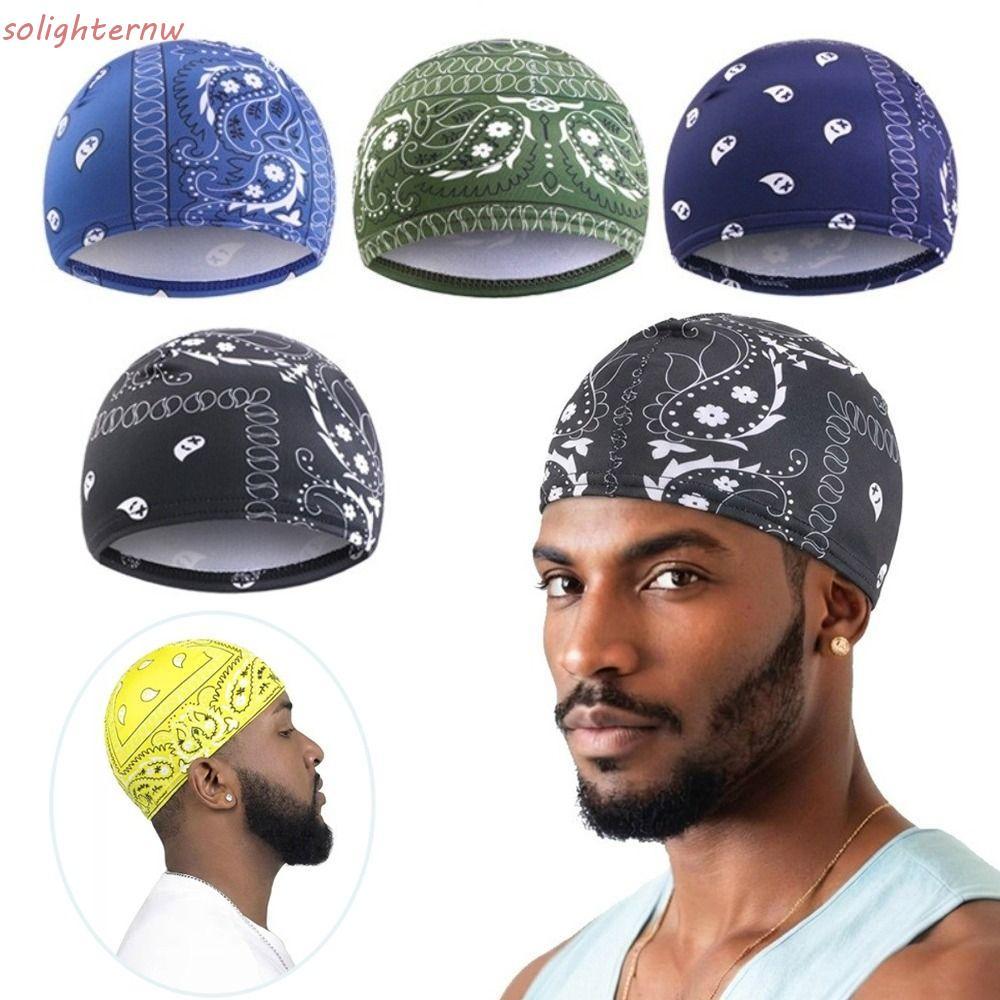 SOLIGHTERNW Hijab Bonés , Forro De Capacete De Secagem Rápida Bandana Lenço , Elástico Paisley Impressão Ciclismo Cabeça