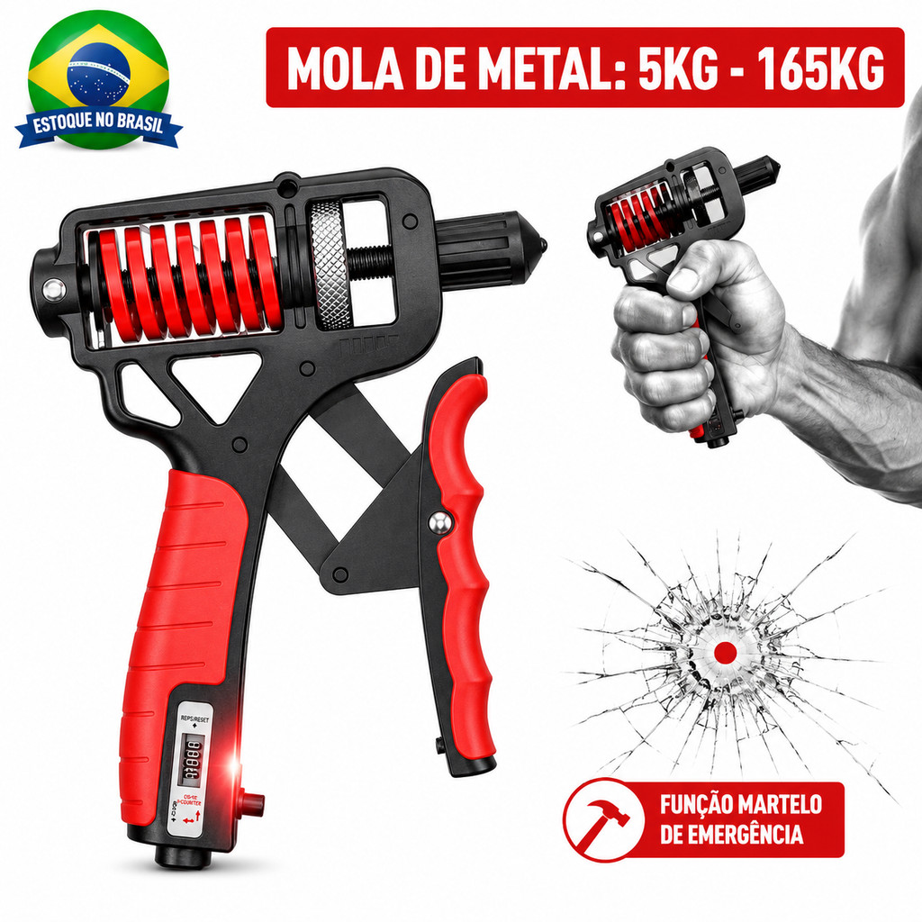 Hand Grip Metal 5-165kg Fortalecedor Exercicio Antebraco Mola Ajustavel Com Contador Academia Forca