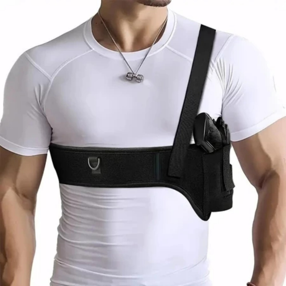 Coldre Tático Axilar e Cintura – Ajustável – Compatível com Pistolas Full Size – Porte Velado
