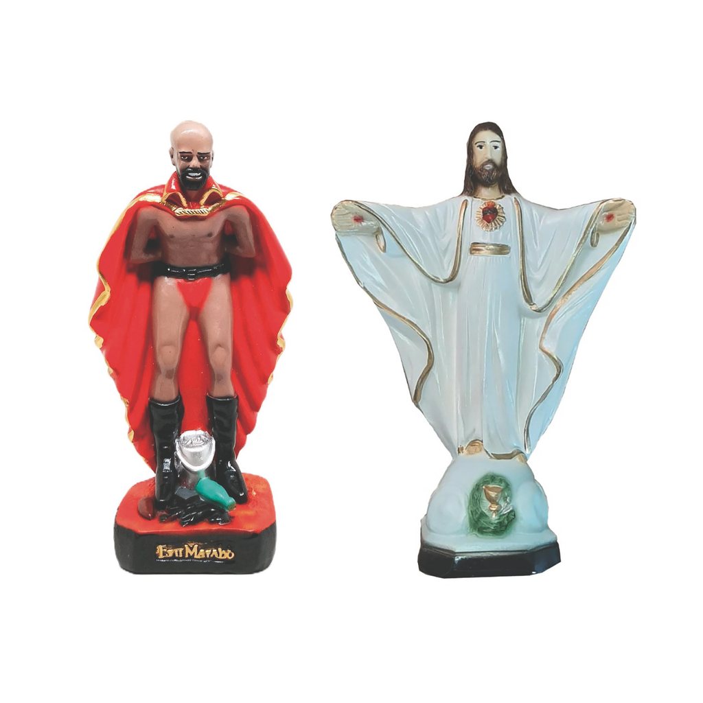 Estatueta Escultura Imagem  Estátua Gesso 22cm Altar Congá Orixá Oxalá E Exu Marabô Candomblé Umbanda