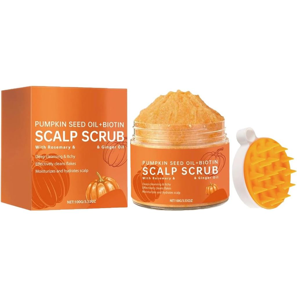 Esfoliante Capilar, Esfoliante para Cabelo com Escova, Esfoliante Capilar com Óleo de Semente de Abóbora, Limpeza e Nutr