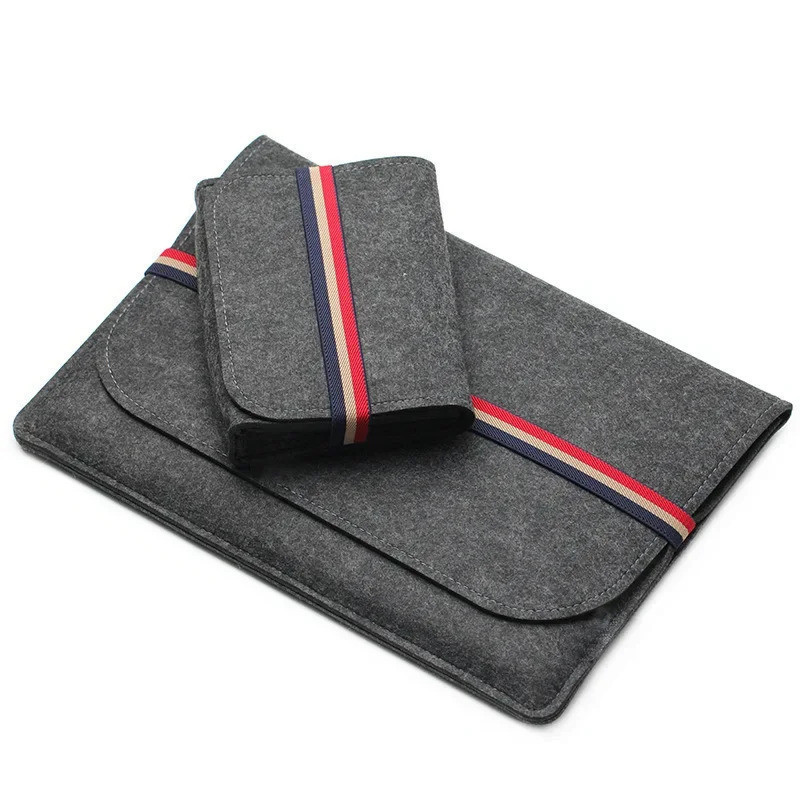 Capa De Feltro Para Laptop 2 Em 1 Lenovo Idea Tab Pro 12.7 Polegadas tb373fu Com Bolsa Pequena Listrada Elástica De Arma