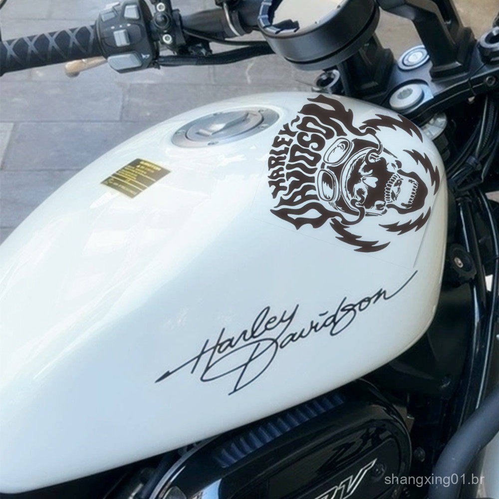 Adesivo para motocicleta Harley com padrão retrô de caveira, adesivo decorativo para tanque de combustível, adesivo cria