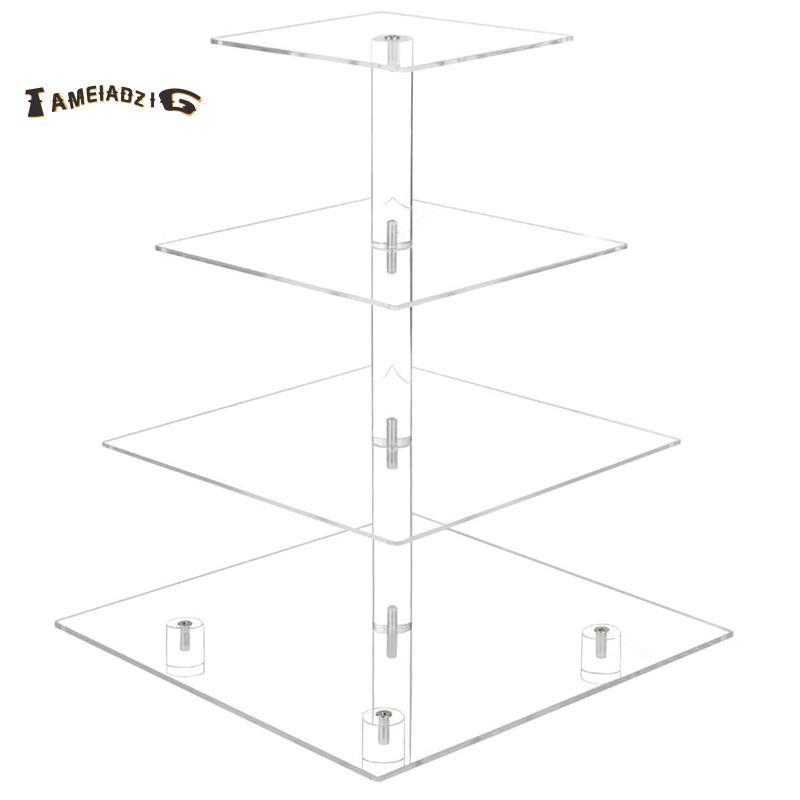 [Entrega Rápida T] Suporte De Cupcake De 4 Camadas Acrílico Display Stand Sobremesa Servindo Torres Com Luz LED Para Cas