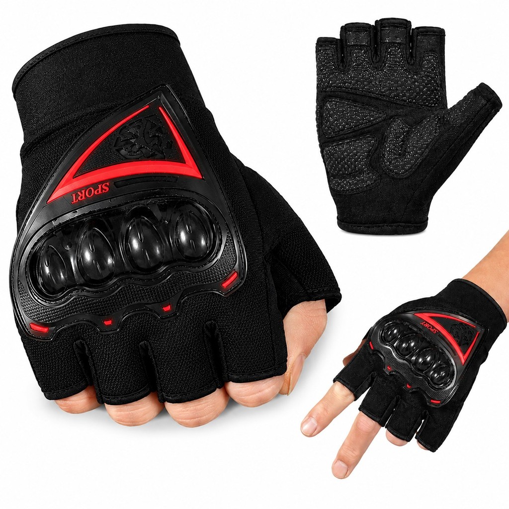Luva Esportiva Meio Dedo Moto Ciclismo Trilha | Proteção Articulação Ajustável Academia Aventura