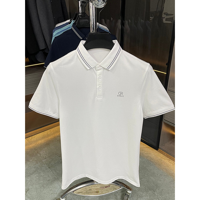 Oferta H, pedido restante!Modal + algodão misturado verão masculino lapela manga curta camiseta Polo Casual meia manga m