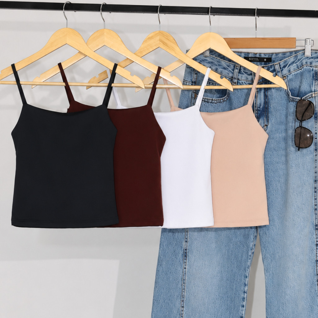 Kit 4 Cropped Feminino Regata Alcinha Suplex Premium Forro Duplo Sem Transparência Casual Verão