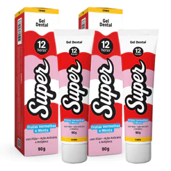 Kit 2x Gel Dental Super 12h Frutas Vermelhas e Menta 90g