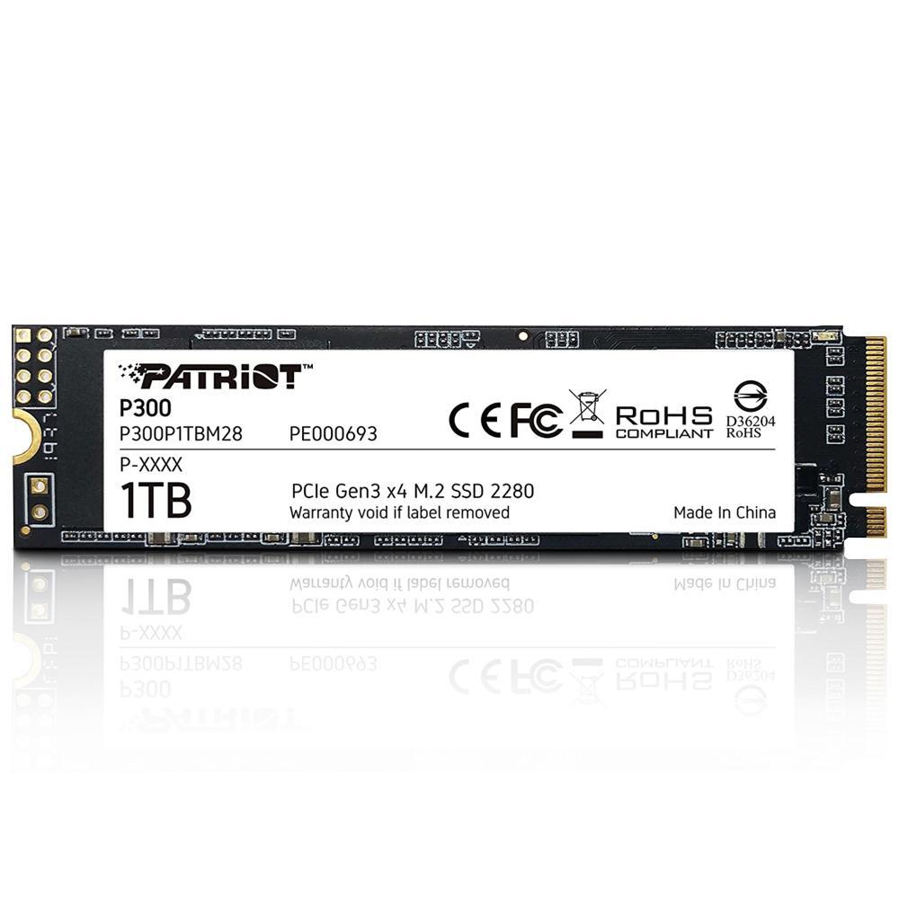 SSD Patriot P300, 1TB, M.2 NVMe 1.3, Leituras: 2100MB/s e Gravações: 1650MB/s - P300P1TBM28