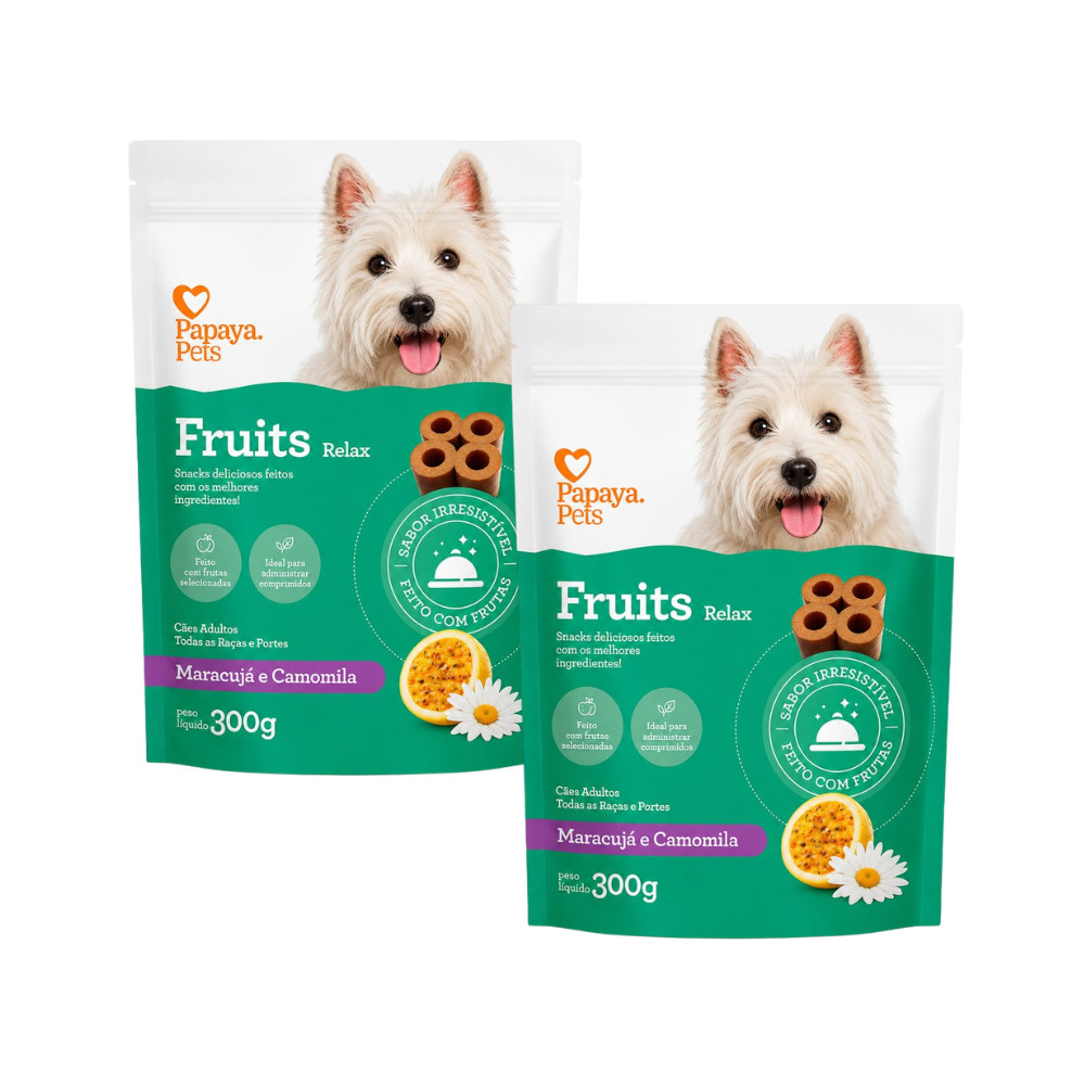 Kit 2 Snack Relax Cães Maracujá Camomila Calmante Natural 60g