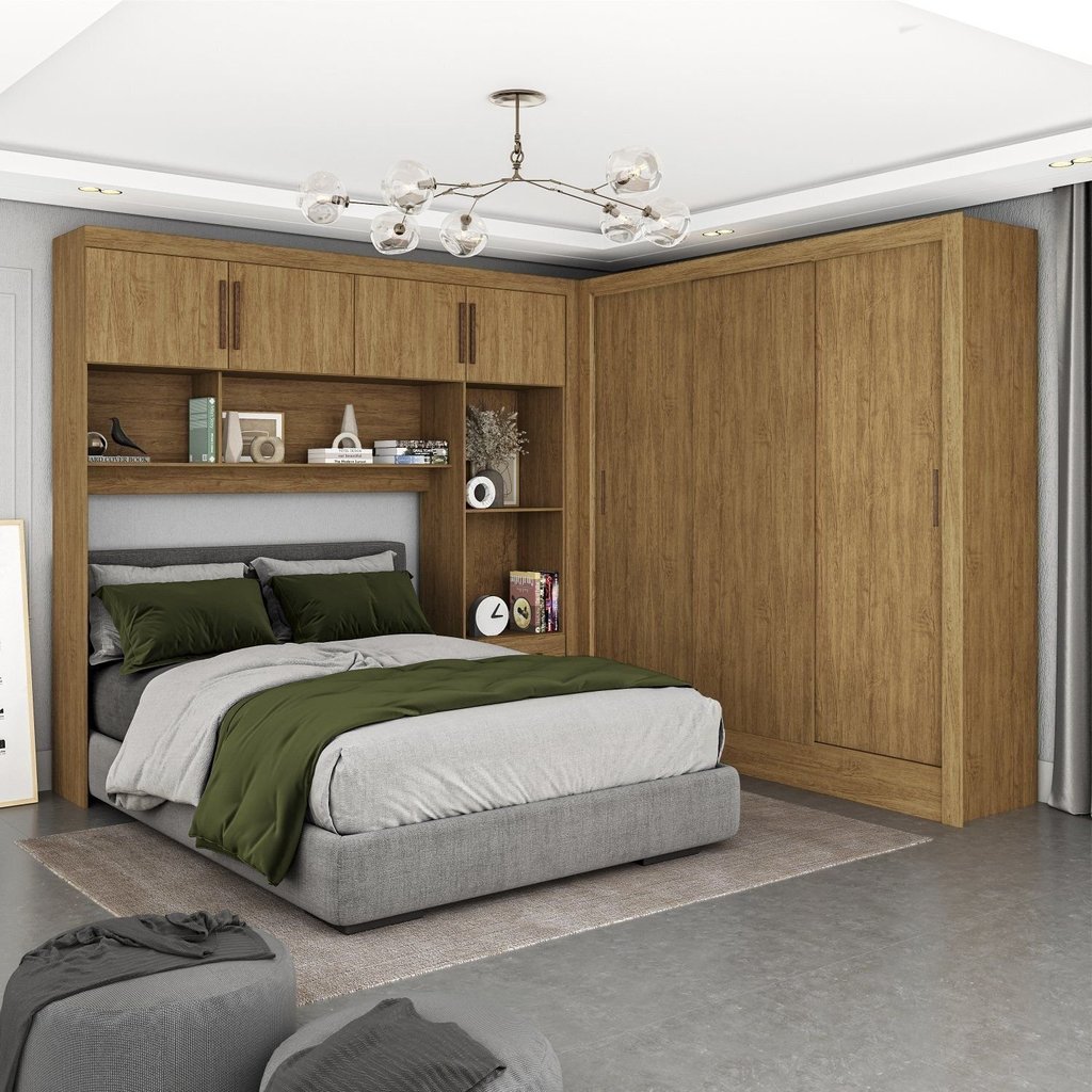 Guarda-Roupa Casal Modulado 4 Portas Santiago 3 Portas 5 Gavetas Marrom/Cinamomo Cinamomo