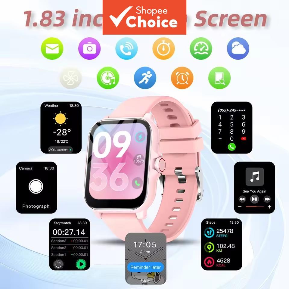 Novo Smartwatch com tela de 1,83'' - Chamada sem fio, relógio com discador, câmera remota, controle de música para