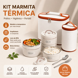 Lancheira Térmica Portátil De Aço Inoxidável 304 Com Bolsa De Grande Capacidade Caixa Mul…