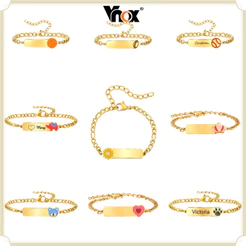Vnox Pulseira De Nome De Bebê Com Gravação Gratuita , Fofa , Identificação Infantil Para Meninas , Meninos E Adolescente
