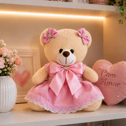 Ursinha Charmosa Pelúcia Rosa 20cm Perfumados Decoração Quarto Menina Presentes Maternidade