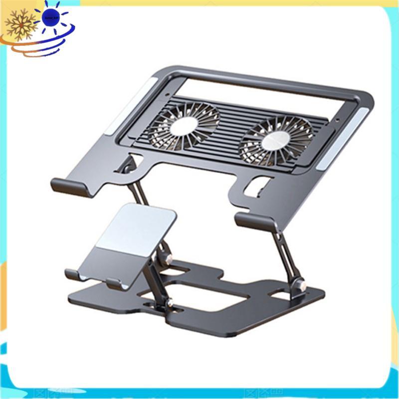 [Le's Shop] Suporte De Resfriamento Para Laptop Com Design Ergonômico Dobrável 2 Ventiladores Silenciosos E Iluminação R