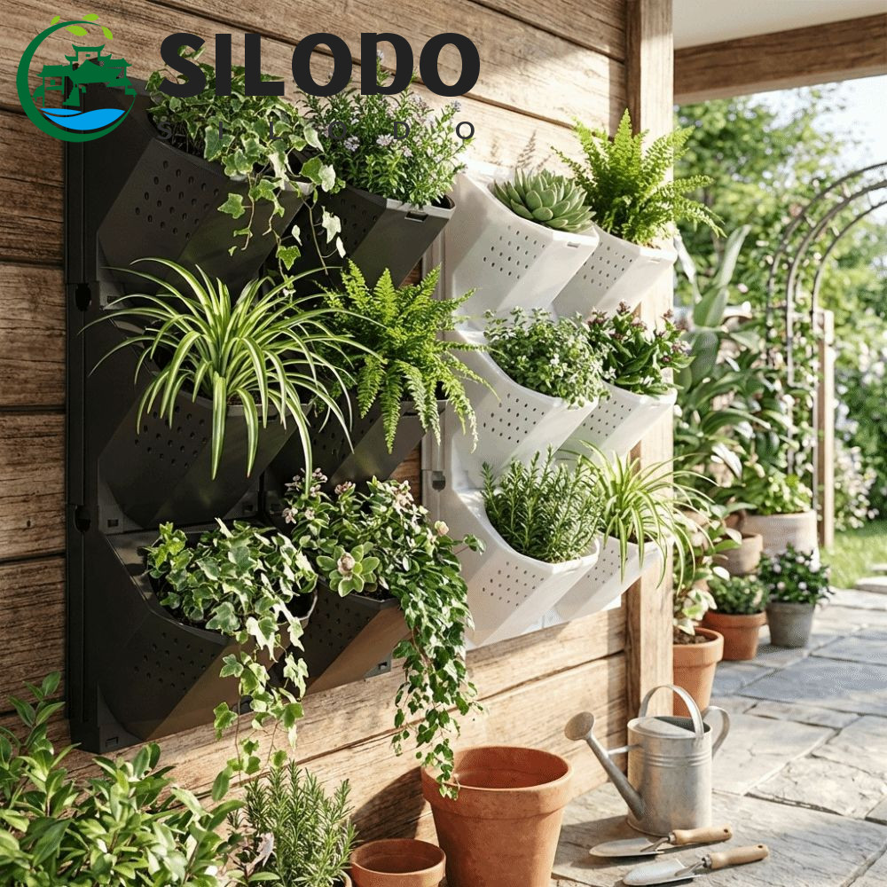 Plantador Vertical SILODO , Vaso De Flores De Parede Empilhado De Plástico , Caixa De Plantio De Furos De Drenagem Venti