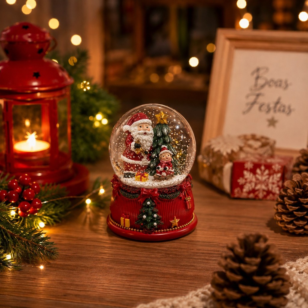 Enfeite de Natal Globo de Neve 8cm Decoração Natalina