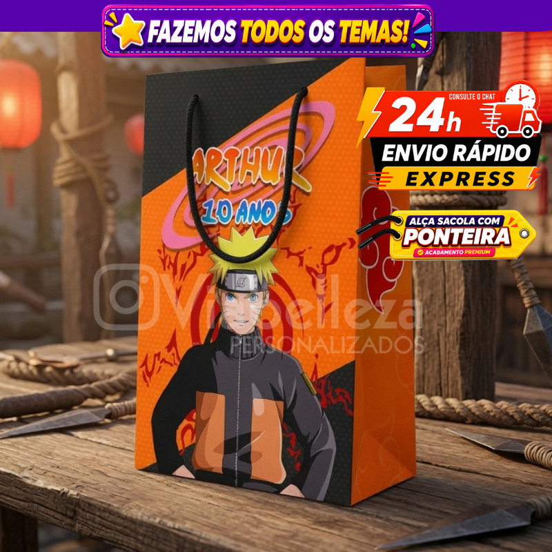 ⭐ Kit Sacolinhas Personalizadas Naruto Adulto • Qualquer Tema • Nome e Idade • Envio Rápido 24h🎉