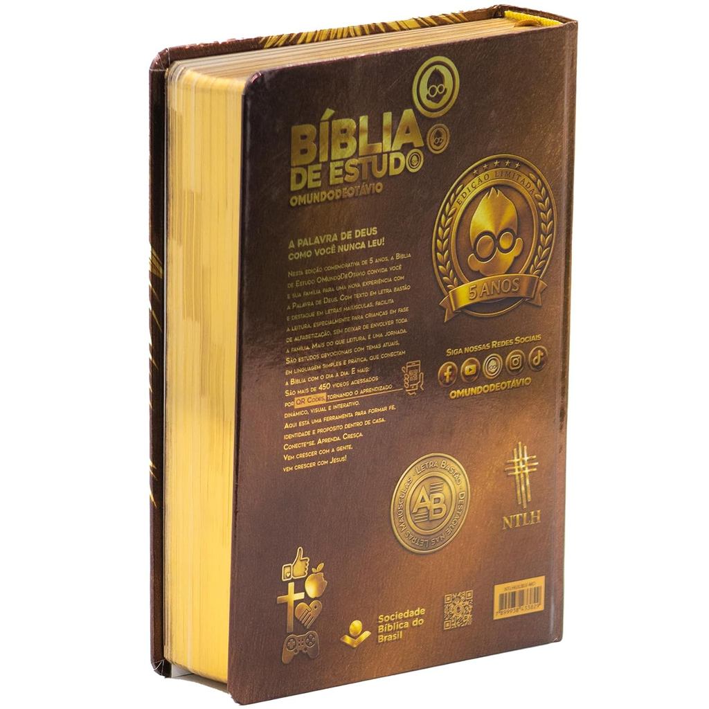 Bíblia de Estudo NTLH | Letras Maiúsculas | O Mundo de Otávio | Edição Comemorativa | Capa Dura | Leão Dourado · foto 2