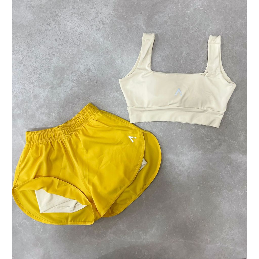 Detalhes do Conjunto Short Duplo Tactel Actie  Aurora Poliamida Fitness Academia Treinos esportivo