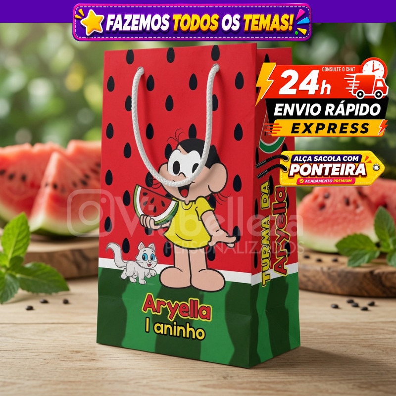 🛍️ Sacolinhas Surpresa Personalizada Lembrancinha Aniversário Turma da Monica Magali Festa Infantil