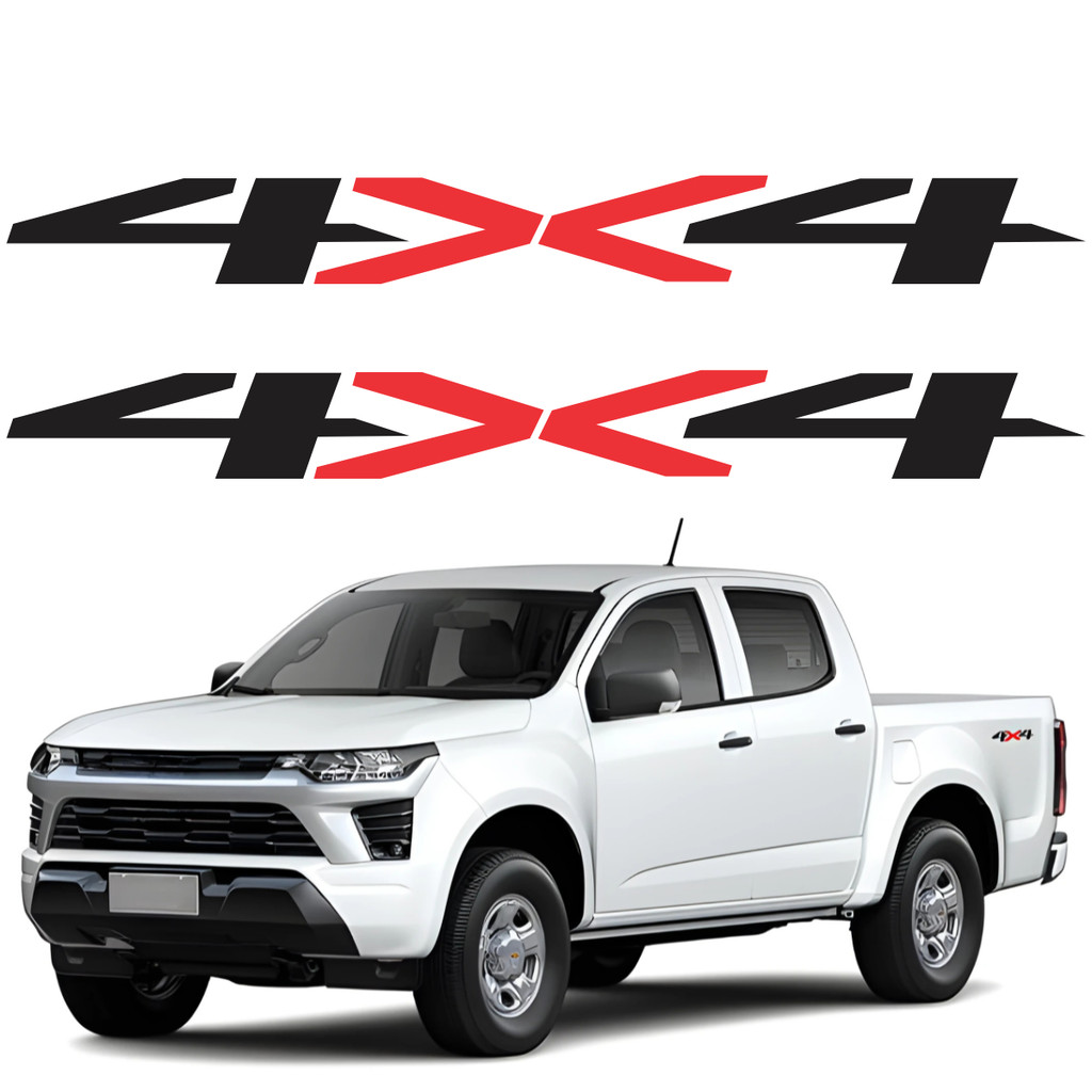 Kit Par Adesivo Emblema Lateral Cinza Caçamba Picape Chevrolet Gm 4x4 S10 2025