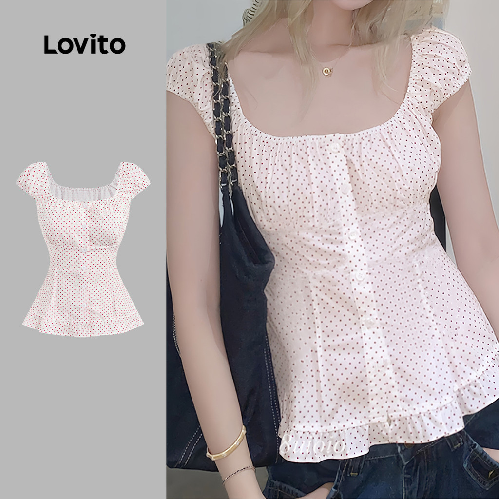 (New) Lovito Blusa Fofa Primavera/verão Blusa Branca para Mulheres L151AD180