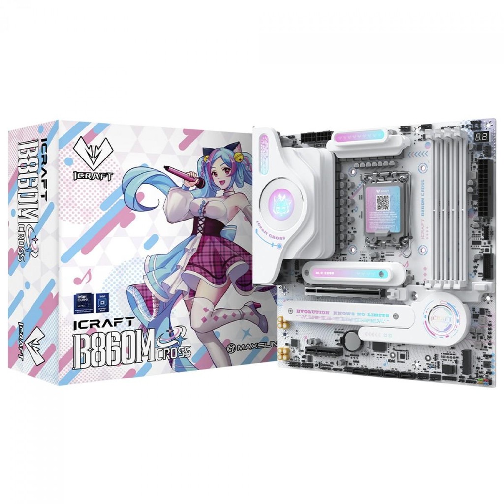 Placa Mãe Maxsun iCraft B860M Cross, Chipset B860, Intel LGA 1851, mATX, DDR5, Branco em Oferta na Shopee