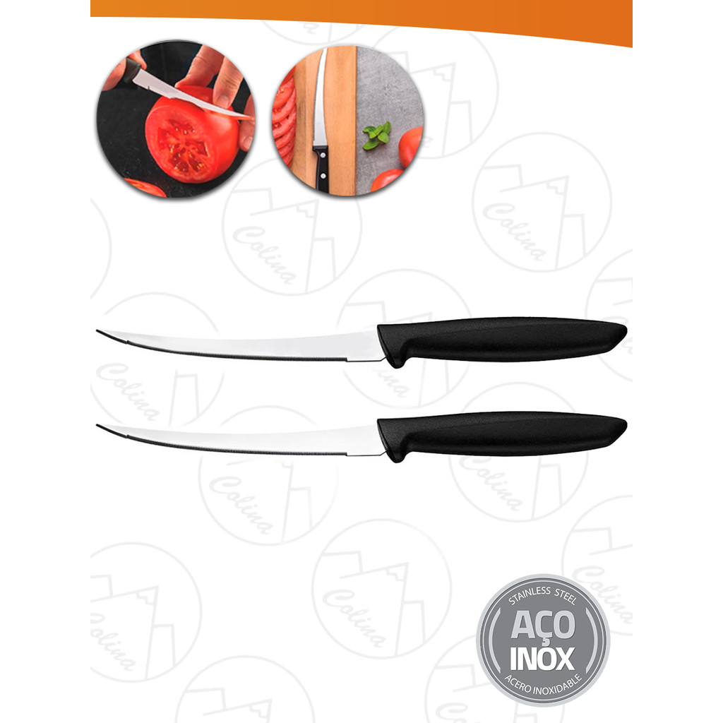 Kit 2 Facas Para Tomate Aço Inox Legumes Chef Profissional 5'' Nano Shop