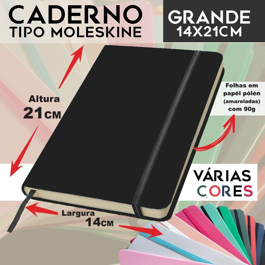 Caderno GRANDE SKETCHBOOK OU ANOTAÇÕES CAPA DURA 21x14cm