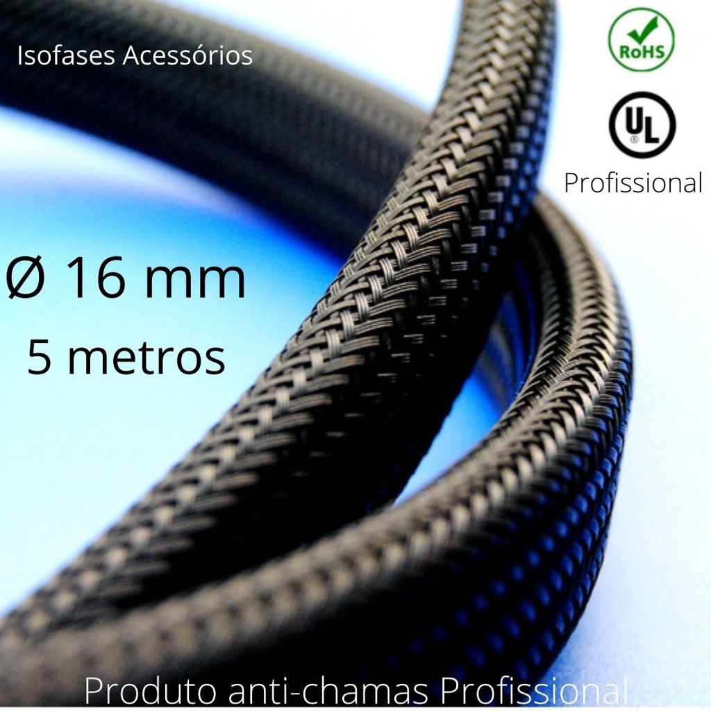 Malha Náutica 16mm 5 Metrod Profissional Excelente Acabamento para cabos e chicotes elétricos