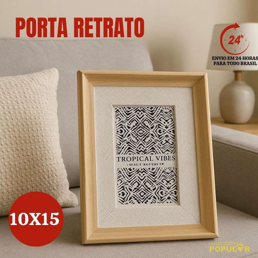 Porta Retrato Articulado Decorativo Porta Retrato Articulado Moldura Madeira 10x15cm Tropical Vibes