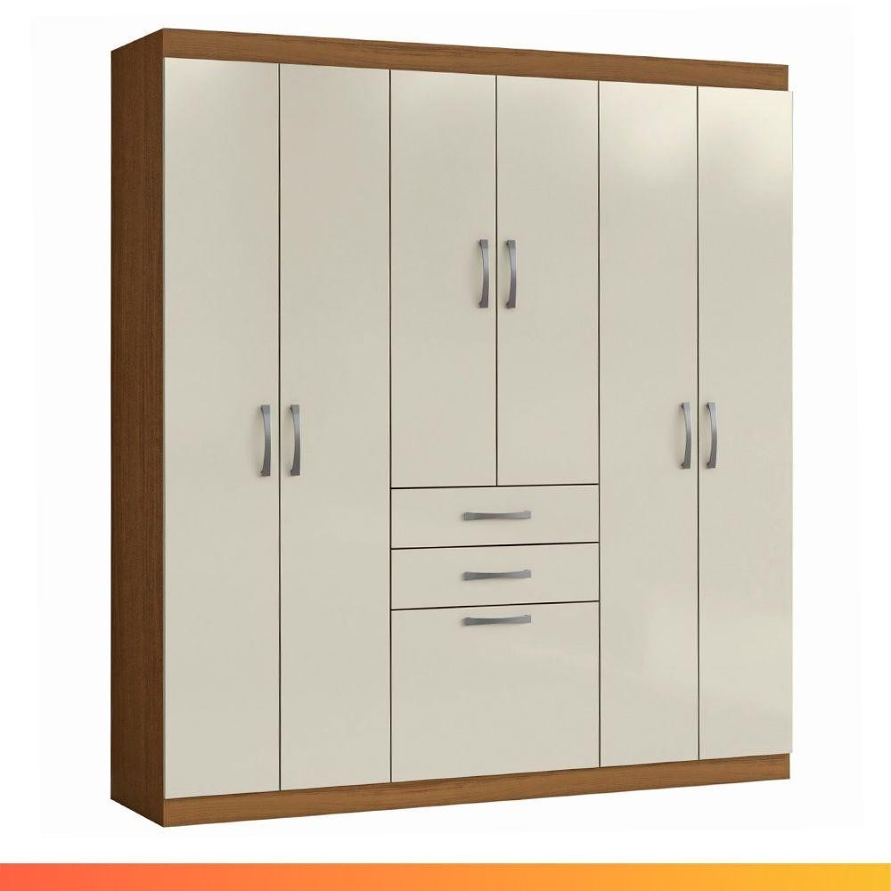 Guarda Roupas Casal 7 Portas 2 Gavetas Lisboa Aramóveis em Oferta na Shopee